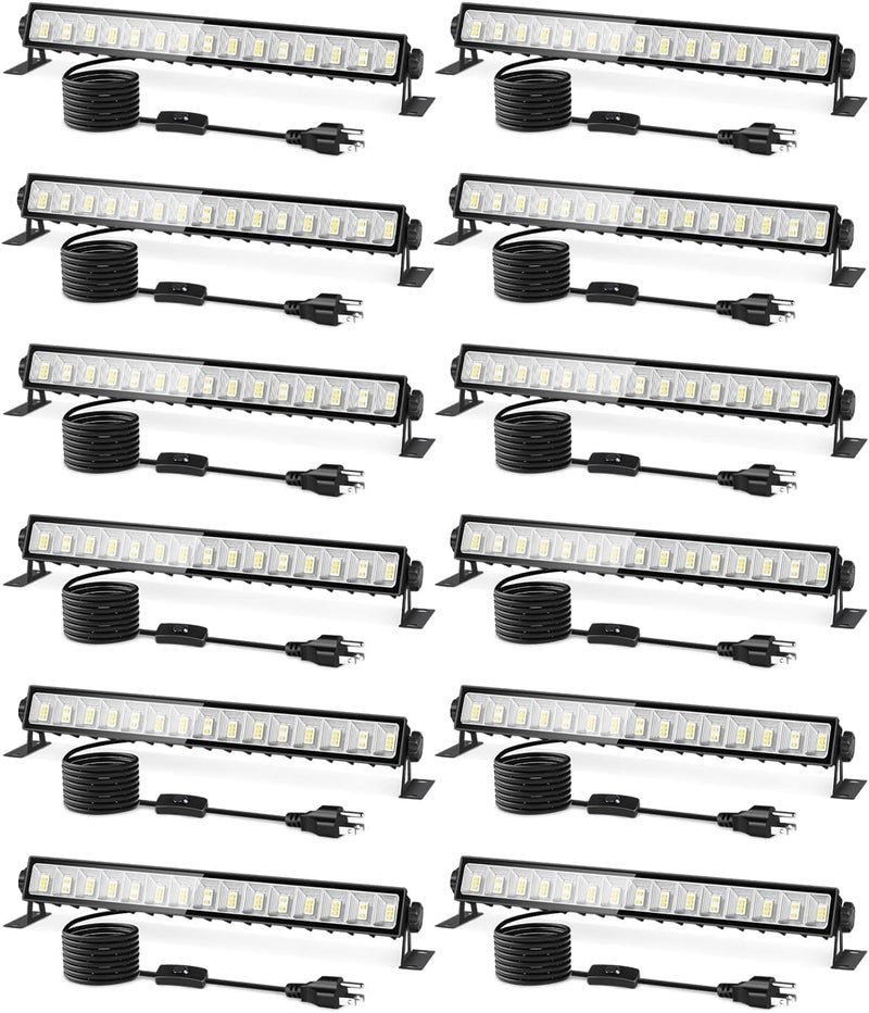THECHAM IP66 Waterproof 45W LED Shop Lights, 5400LM 6000K Daylight White Garage Light with 6FT Power Cord & Switch, Plug in LED Work Light for Garage, Workshop, Warehouses, Basement, Yard, 12 Pack - Image 1